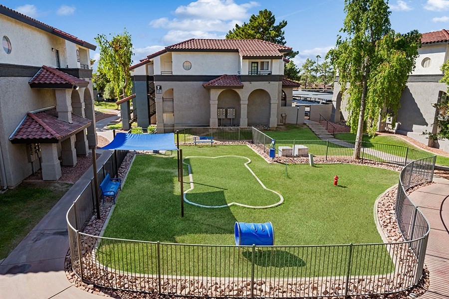 Community Dog Park with Agility Equipment at Stillwater Apartments in Glendale, AZ.