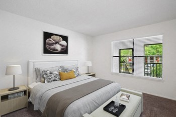 Model master bedroom showcasing large windows - Photo Gallery 6