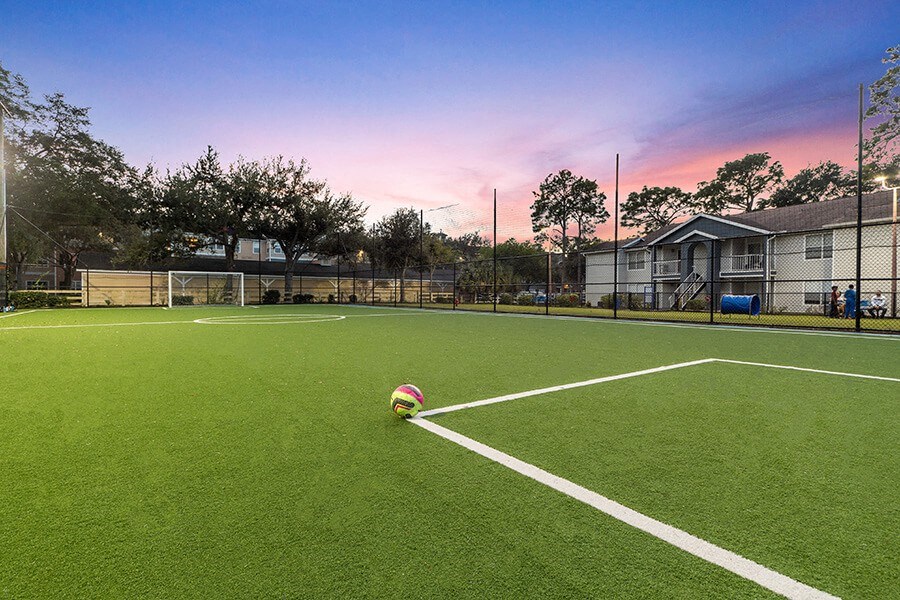 Community Soccer Field with Nets at Retreat at Crosstown Apartments in Riverview, FL.