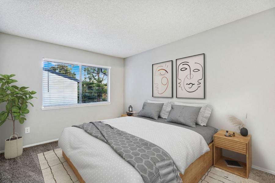 Model bedroom with large window