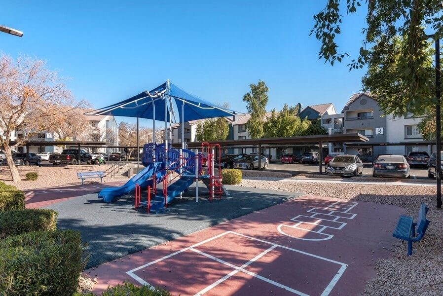 Playground and sport court at Array South Mountain, Arizona