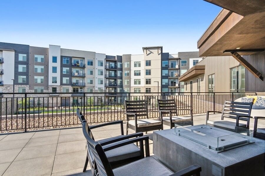 Community patio with fire pit