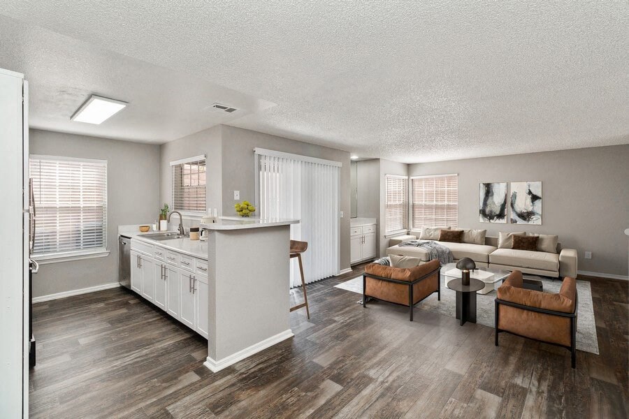 Model kitchen and living room