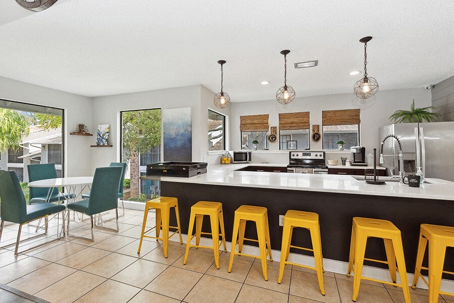 Community Clubhouse Kitchenette at Grand Pavilion Apartments in Tampa, FL.