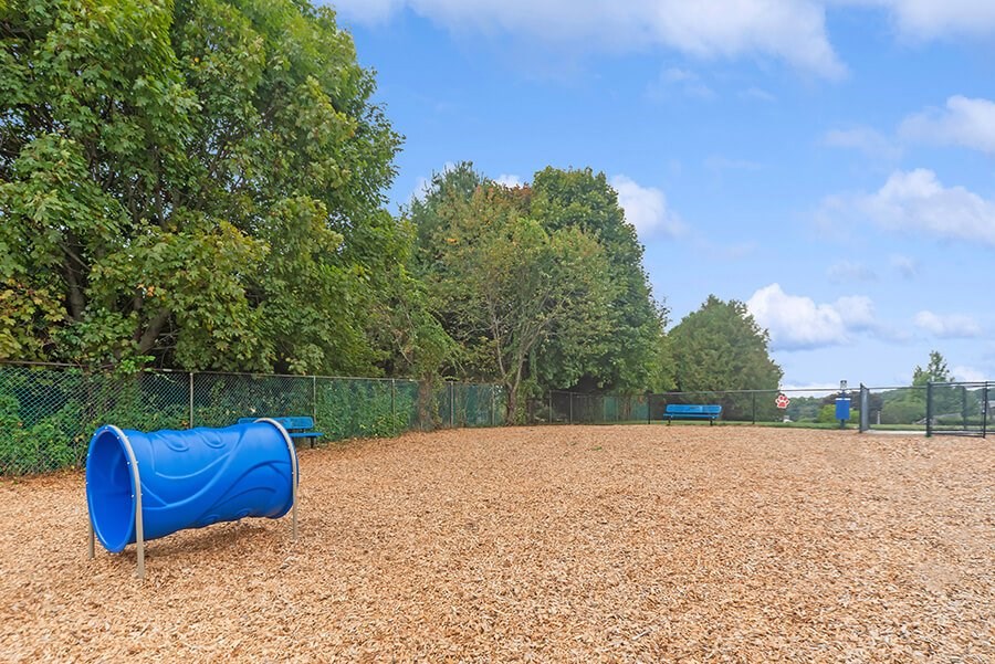 Community Dog Park with Agility Equipment at Heights at Marlborough Apartments located in Marlborough, MA.