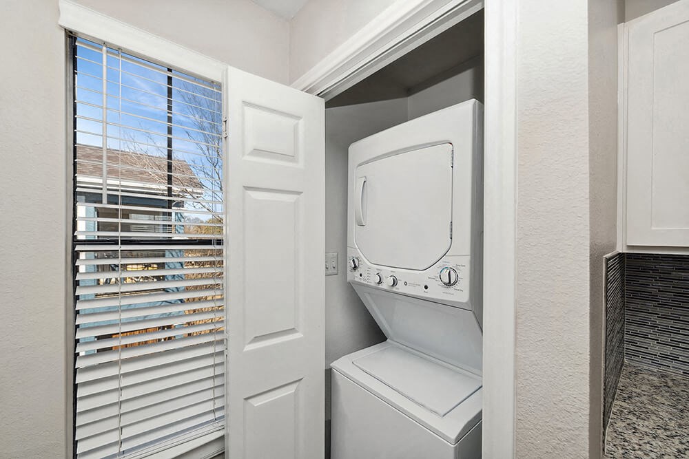 Model Washer and Dryer Hook Up Area at Hidden Creek Apartments in Lewisville, TX.