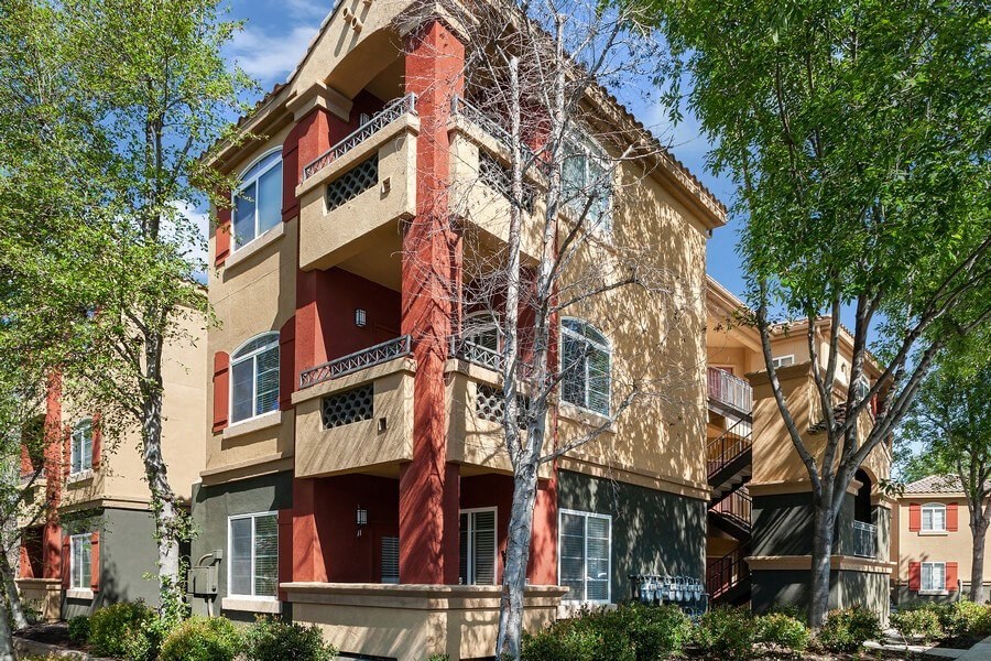 Apartment building exterior at Reserve at Rancho Apartments