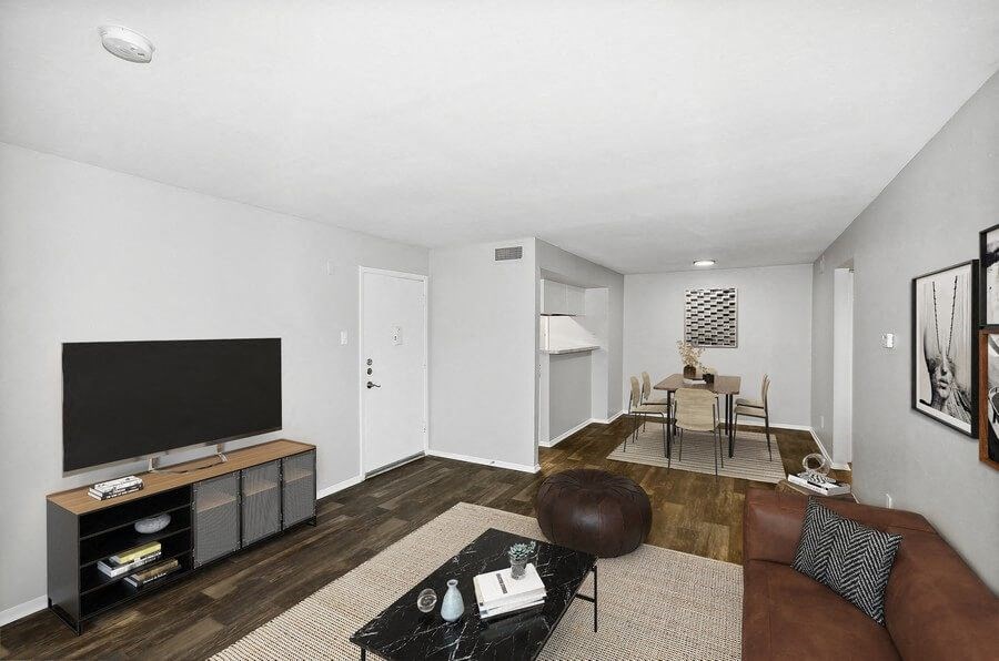 Model living room and dining