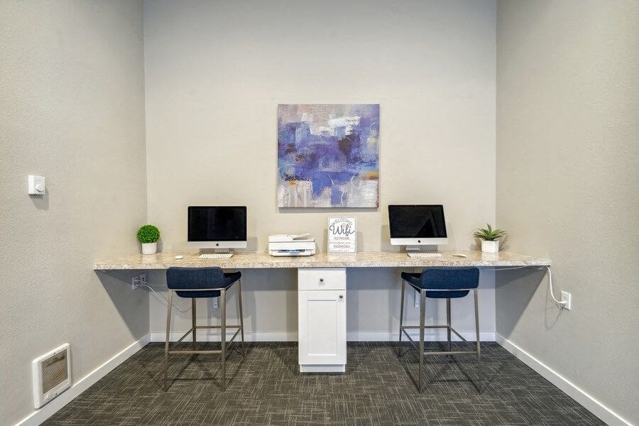 Community computer station with two desktop computers