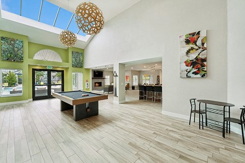 the reserve at city center spacious game room with pool table