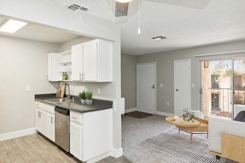 a kitchen with a sink and a counter top