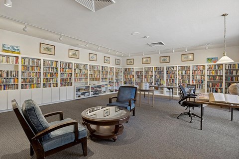 Library filled with books at Walnut Creek Manor Apartments in Walnut Creek, CA