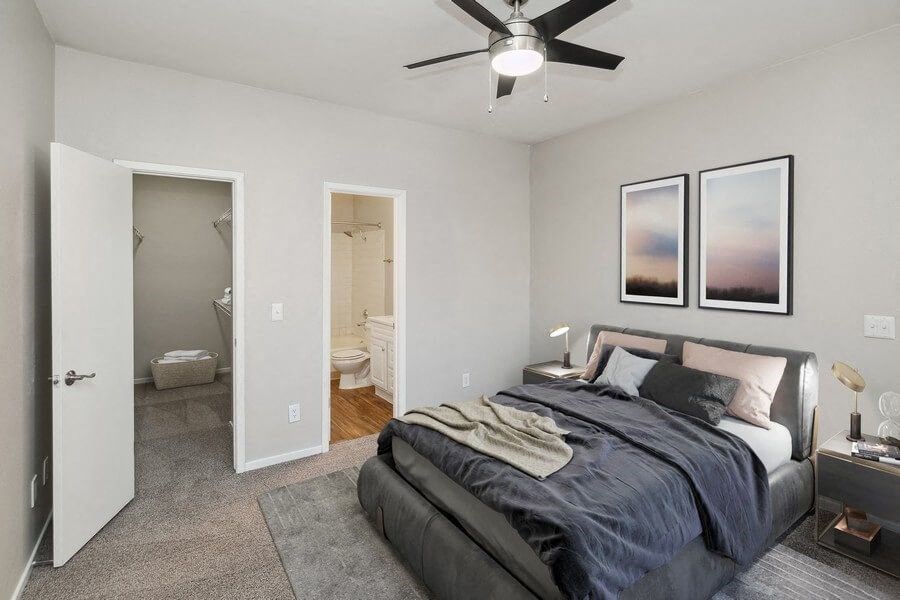 Model bedroom with attached bath