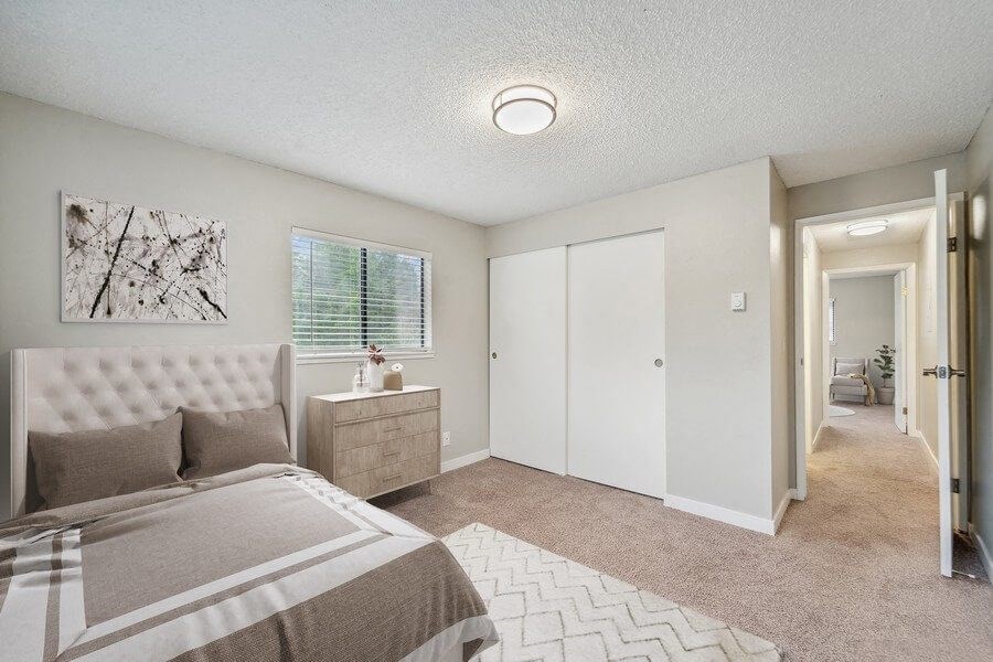 Model bedroom with closet