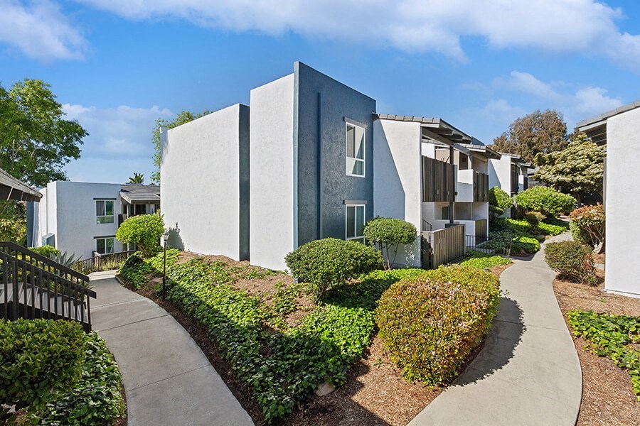 Exterior Community Building and Landscape at Colonnade at Fletcher Hills Apartments in El Cajon, CA.