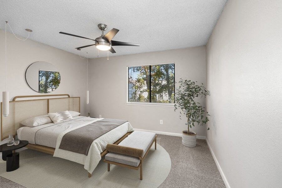 Model primary bedroom