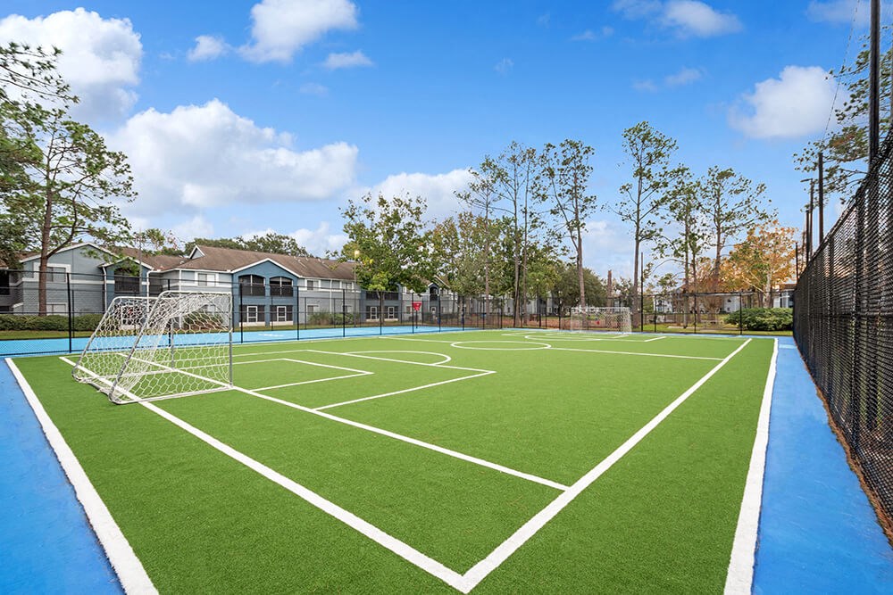 Community Soccer Field with Nets at Westland Park Apartments in Jacksonville, FL.