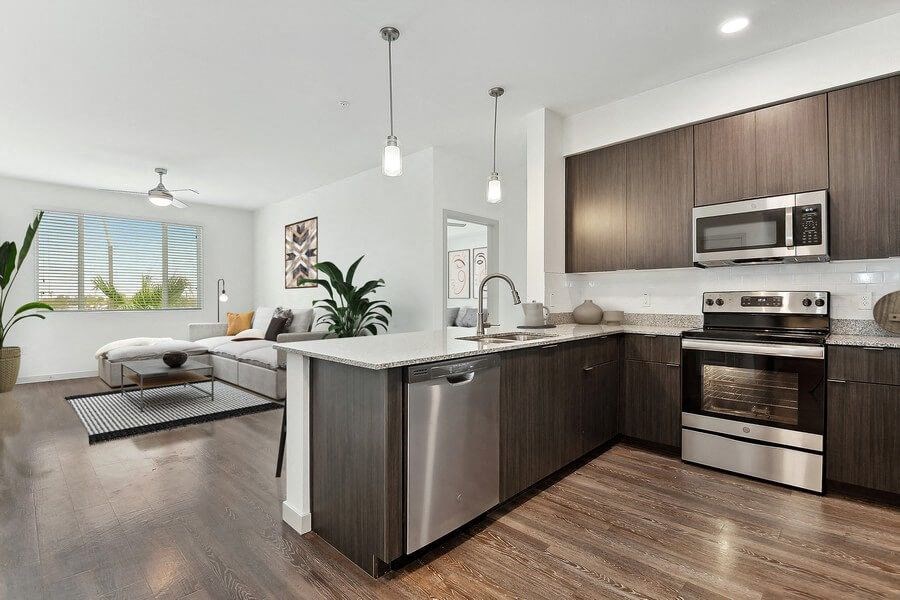 Model kitchen with new appliances