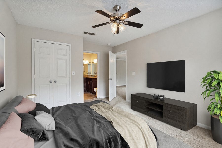 Model bedroom with closet