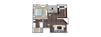 1x1 B floor plan image at Bridges at Oakbend, Lewisvillle, 75067