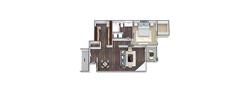 1x1 D floor plan image at Bridges at Oakbend, Lewisvillle, Texas