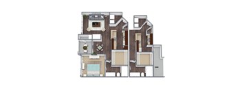 1x1 L floor plan image at Bridges at Oakbend, Lewisvillle, Texas