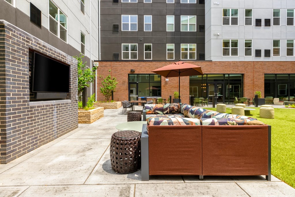 Outdoor patio space with tv