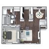 11W Floor Plan, 1-Bed 1-Bath, 733 SQFT