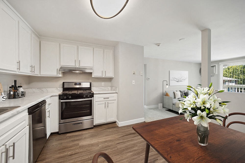 Model kitchen and dining area