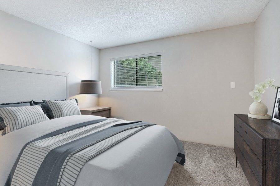 Model bedroom with carpeting