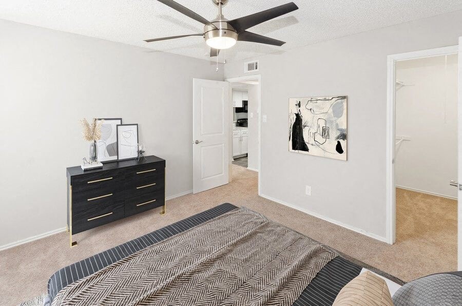 Model primary bedroom at Autumnwood, Arlington, 76014