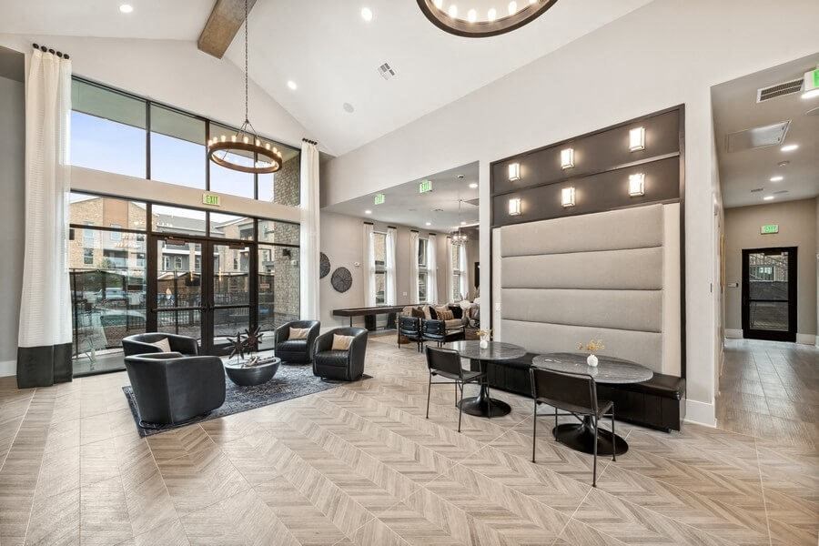 Community lobby with tables