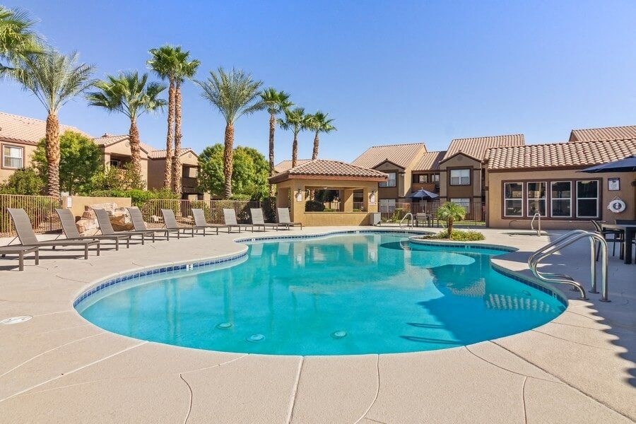 Pool and sundeck with lounge chairs