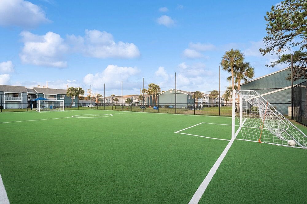 Community Soccer Field with Nets at Park at 7200 Apartments in Jacksonville, FL.