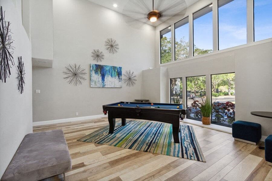 Lobby with billiards table