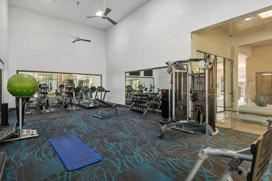 Community fitness center with workout equipment