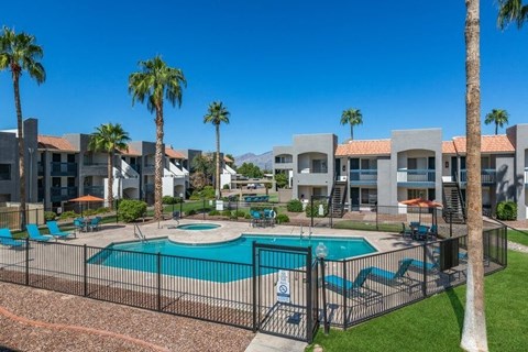 Large swimming pool courtyard