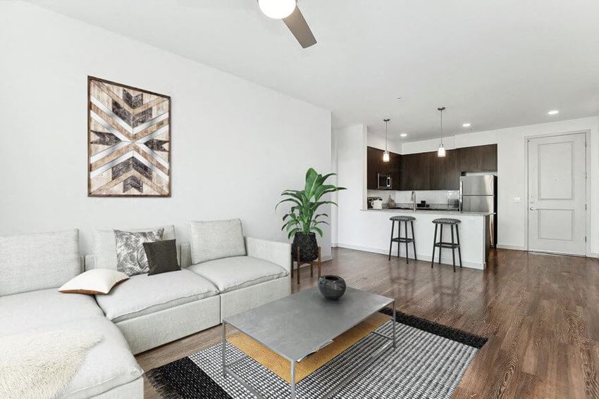 Model living room and bar seating kitchen - Photo Gallery