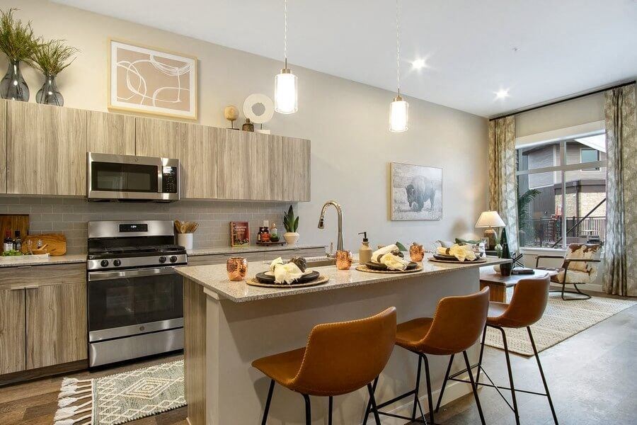 Model kitchen with island