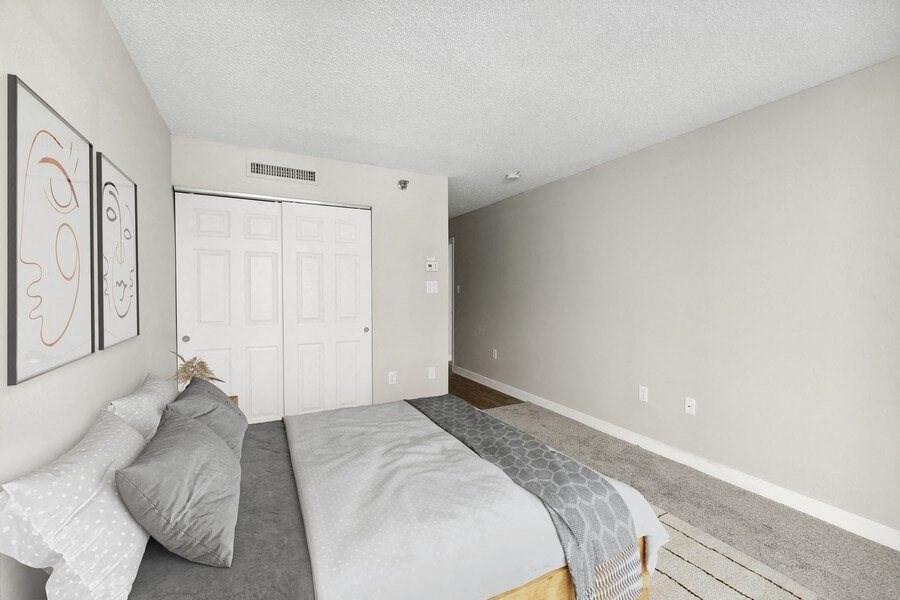 Model bedroom with closet