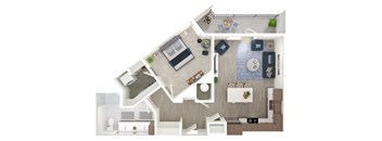 a1 floor plan  1 bedroom with 2 baths  129