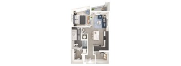 a floor plan of a 1 bedroom with a bathroom and a living room