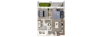 a 3d rendering of a floor plan of a modern apartment