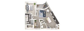 a1 floor plan  1 bedroom with 2 baths  129