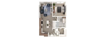 a 1 bedroom floor plan with a bathroom and a living room
