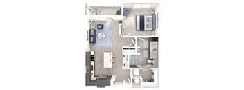 a floor plan of a bedroom with a bathroom and a living room