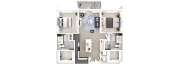 a floor plan of a bedroom with a living room and a dining room