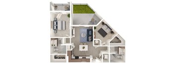 a floor plan of a house with a bedroom and a living room