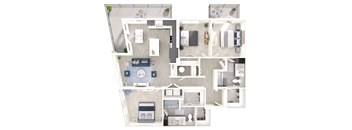 a1 floor plan  1 bedroom with 2 baths  129