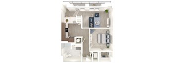 a 1 bedroom floor plan with a bathroom and a living room